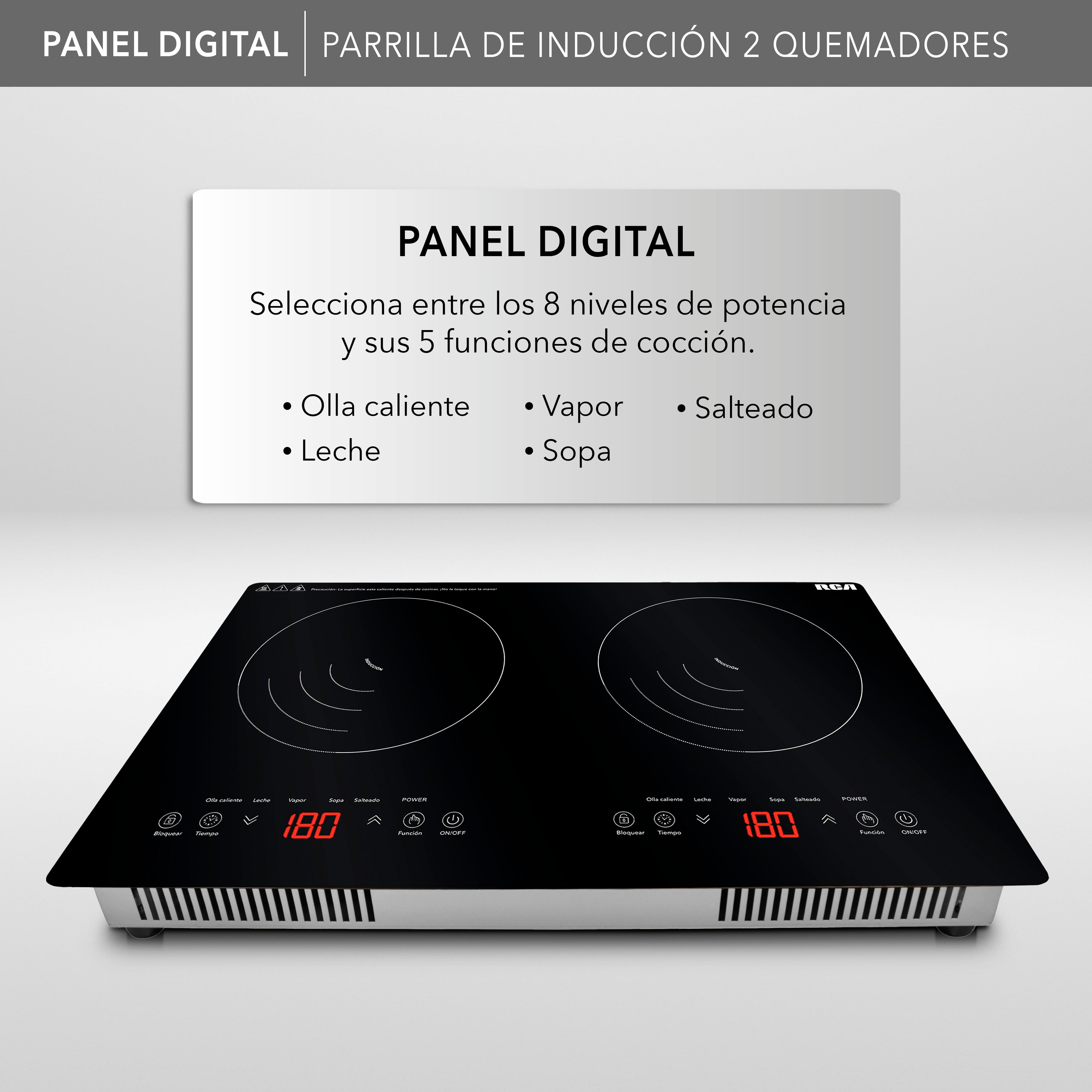 Parrilla De Inducción Empotrable 2 Quemadores Rc-12e2 Color Negro