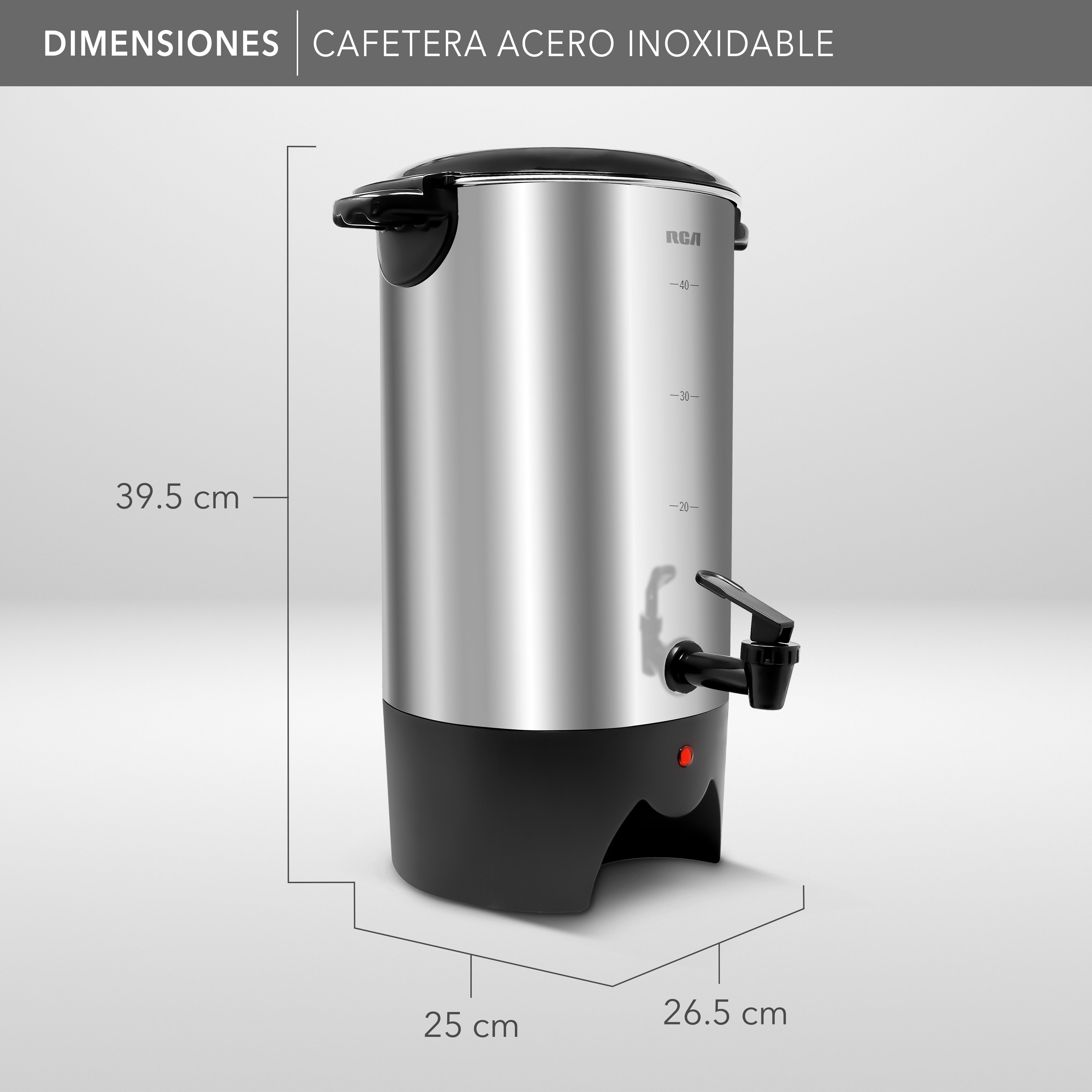 Cafetera de Acero Inoxidable de 40 Tazas RC-6L