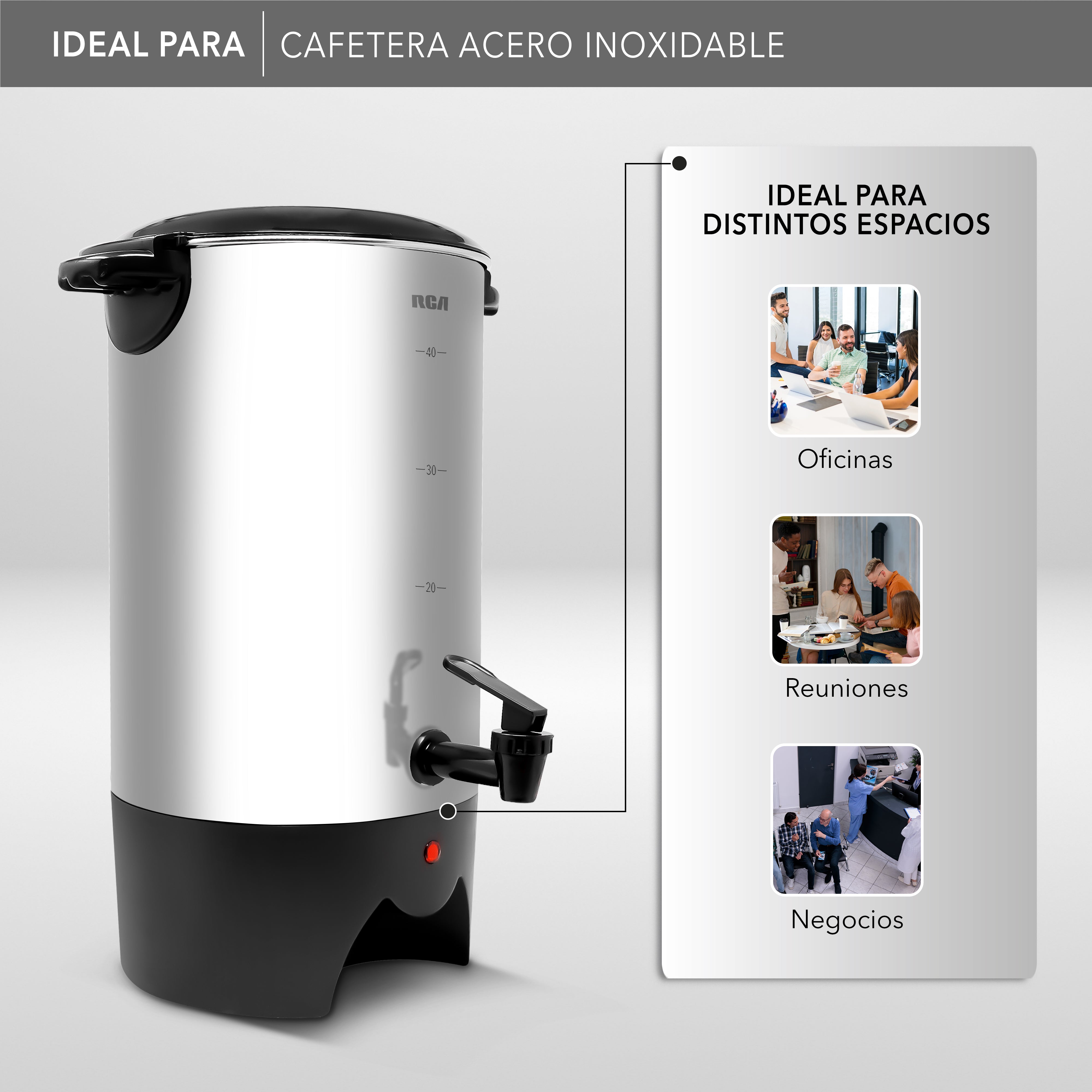 Cafetera de Acero Inoxidable de 40 Tazas RC-6L