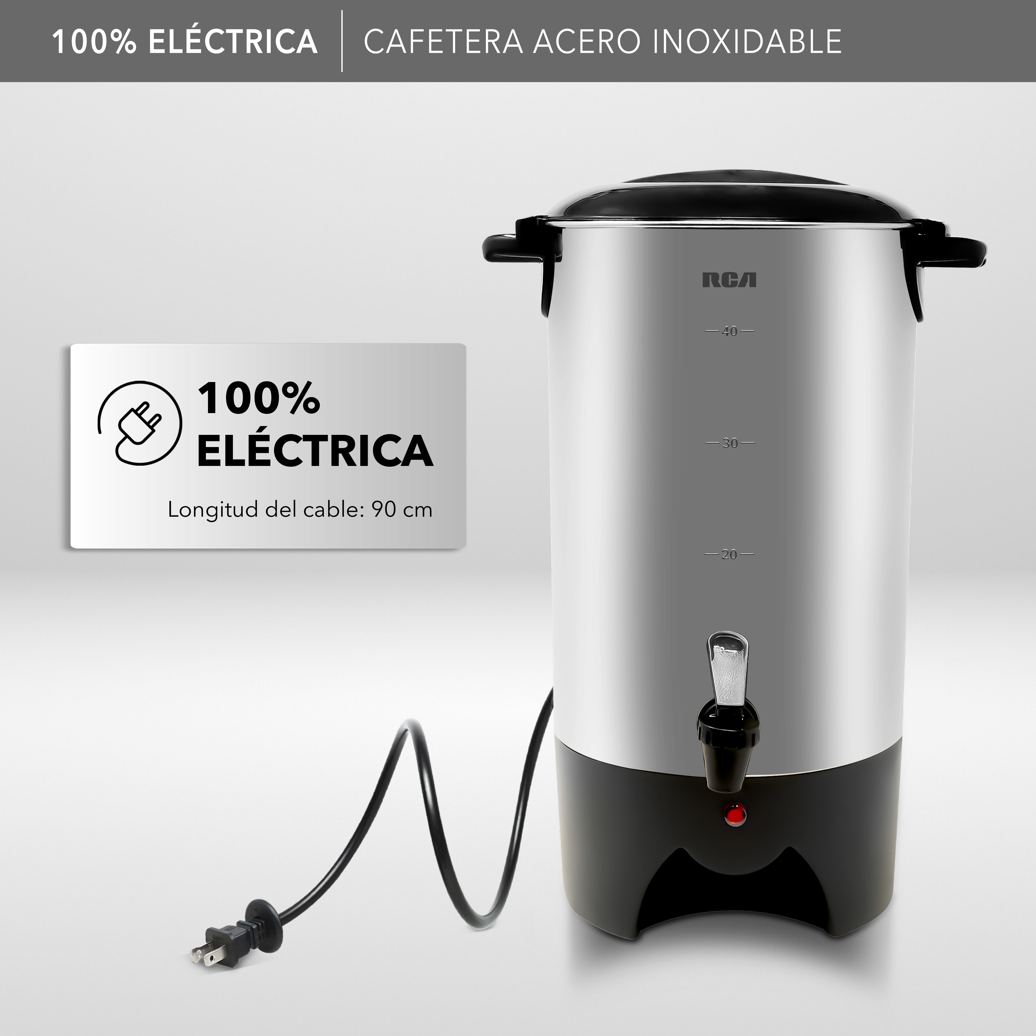 Cafetera de Acero Inoxidable de 40 Tazas RC-6L