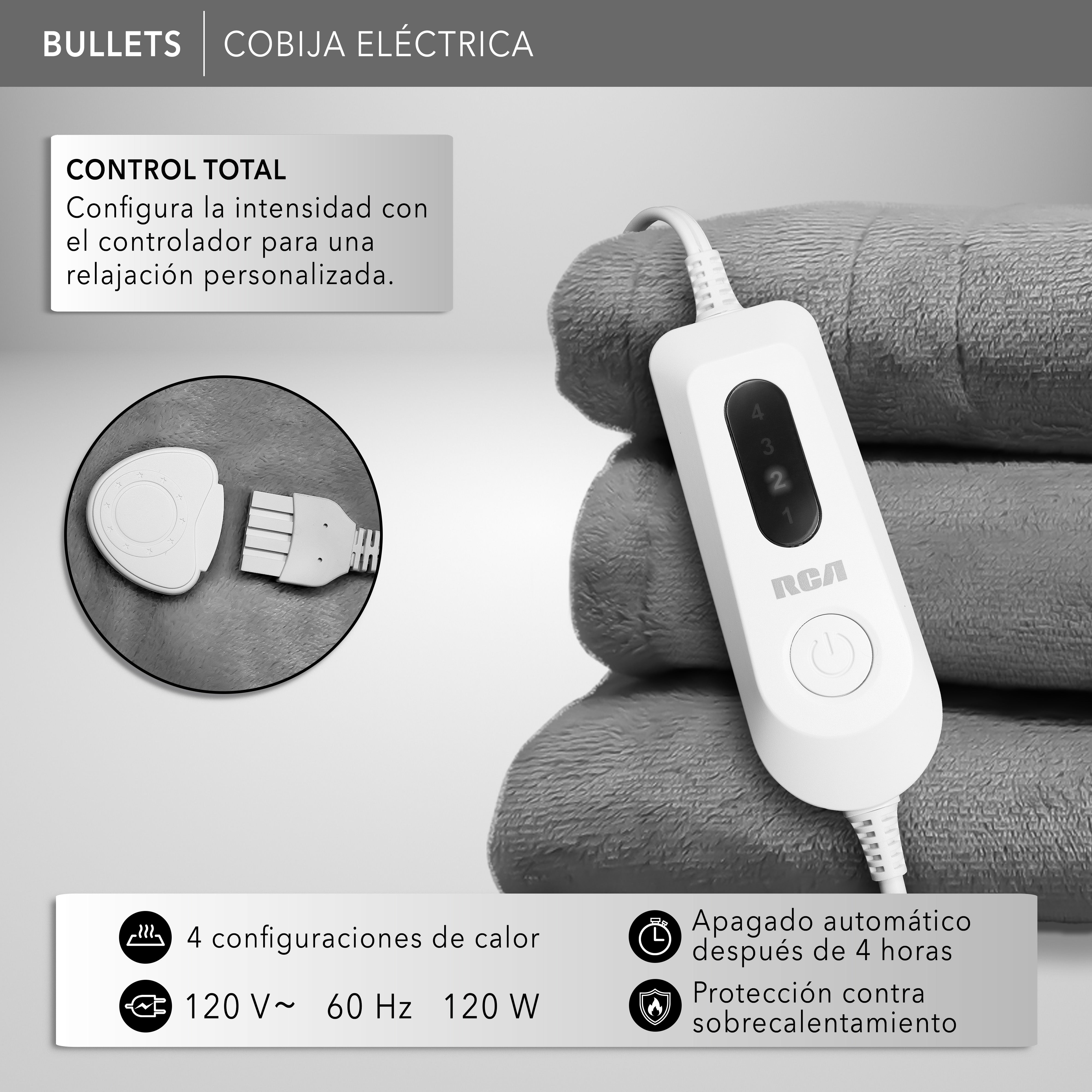 Cobija Eléctrica con Temporizador y 4 Niveles de Temperatura RC-CO1