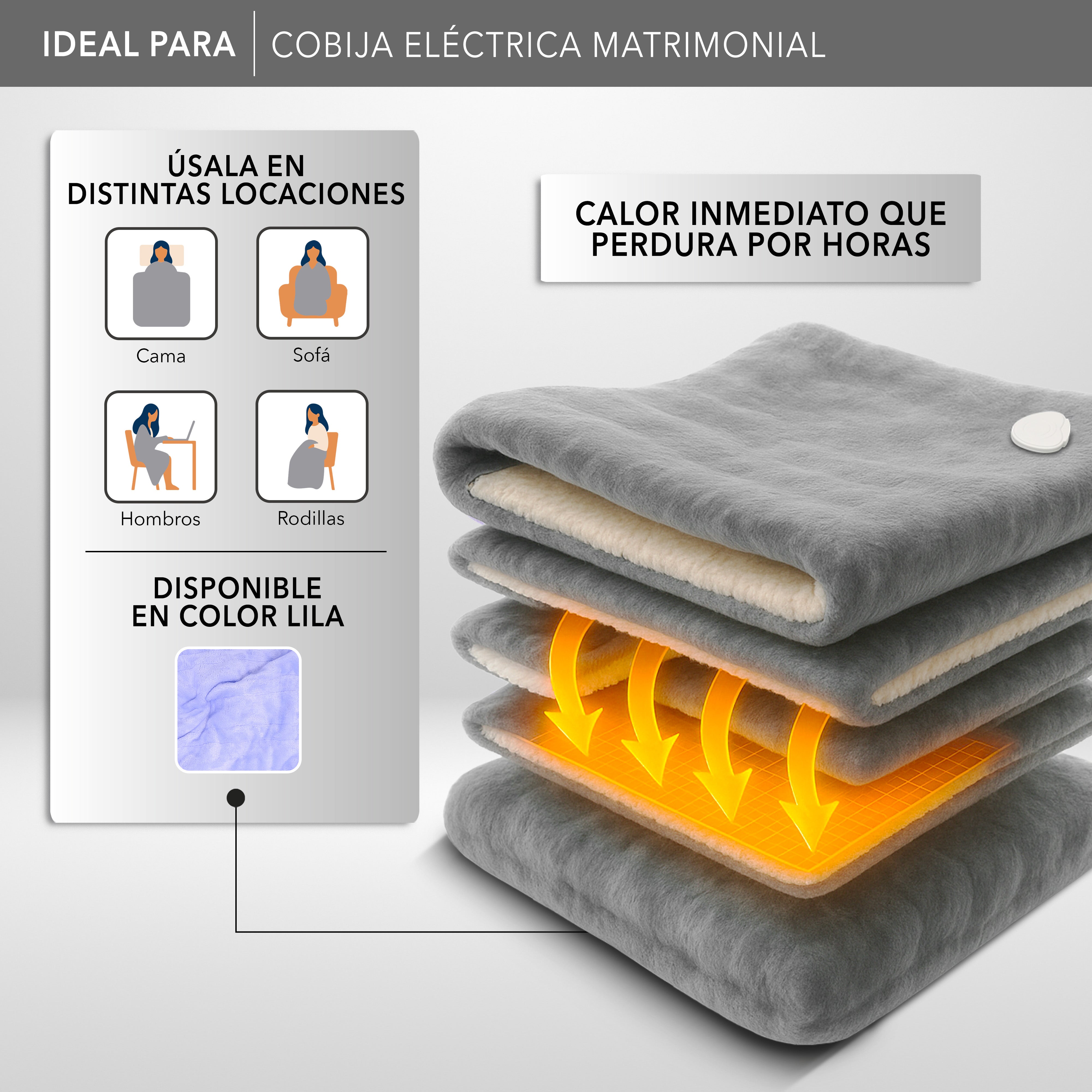 RCA Cobija Eléctrica RC-CO2 Matrimonial 216 x 191 cm, 3 Niveles Gris.