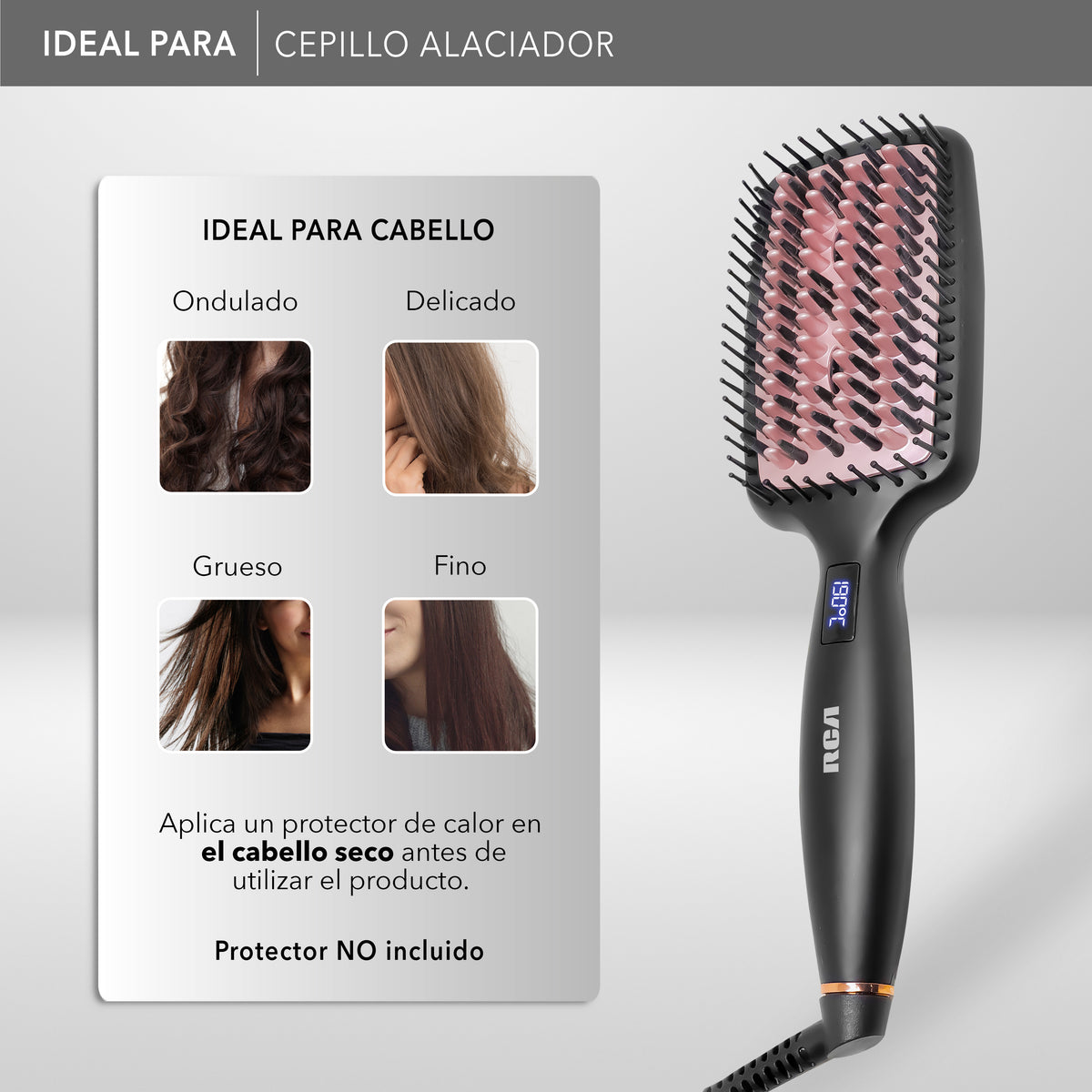 Rca Cepillo Alaciador Rc-p13n Cerámica 6 Niveles Color Negro