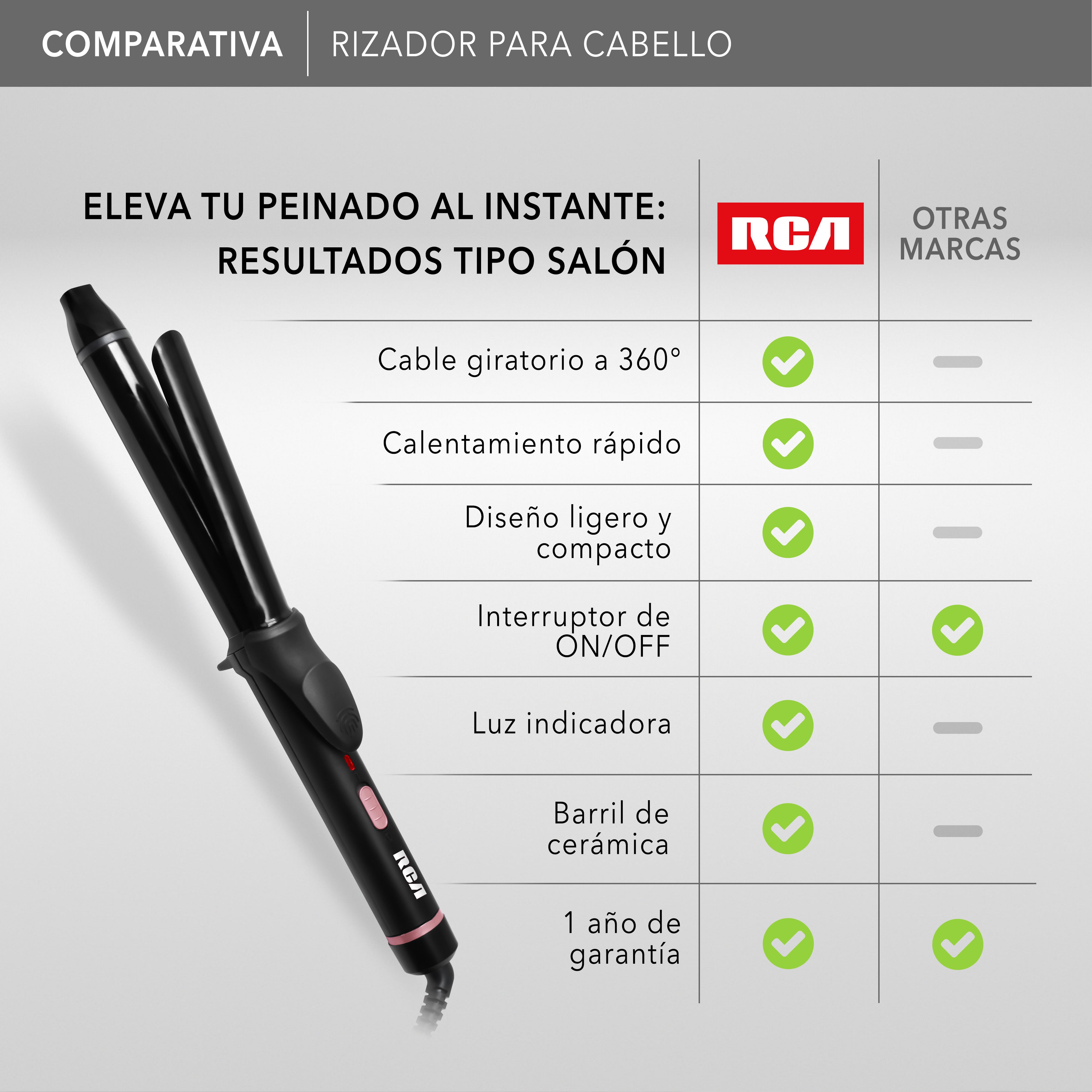 Rca Rizador De Cabello Rc-p9n Con Barril De Cerámica Negro Negro