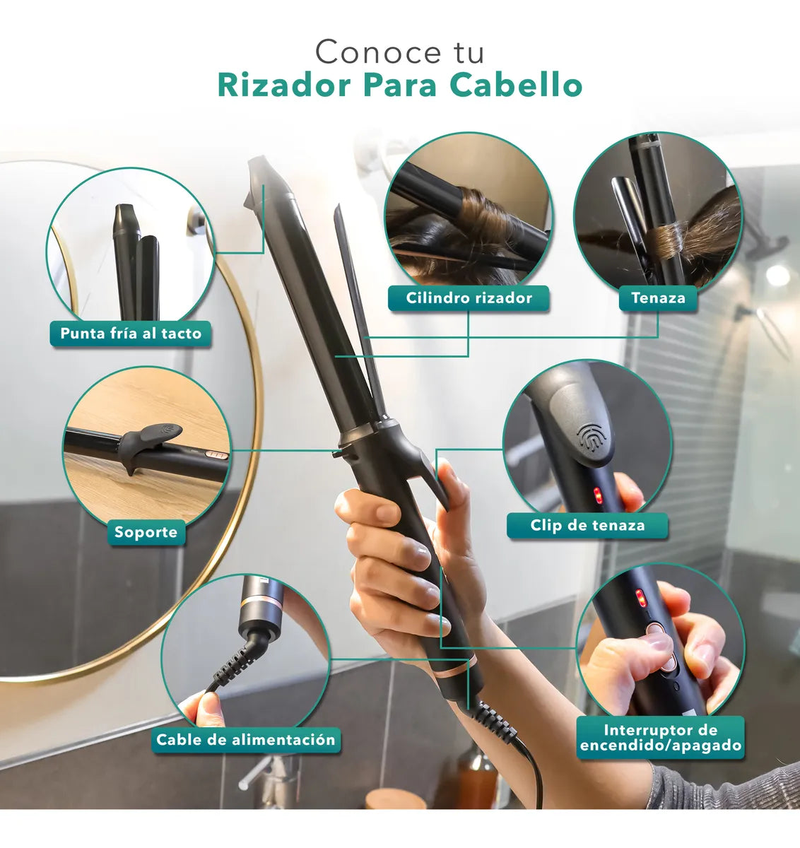 Rca Rizador De Cabello Rc-p9n Con Barril De Cerámica Negro Negro