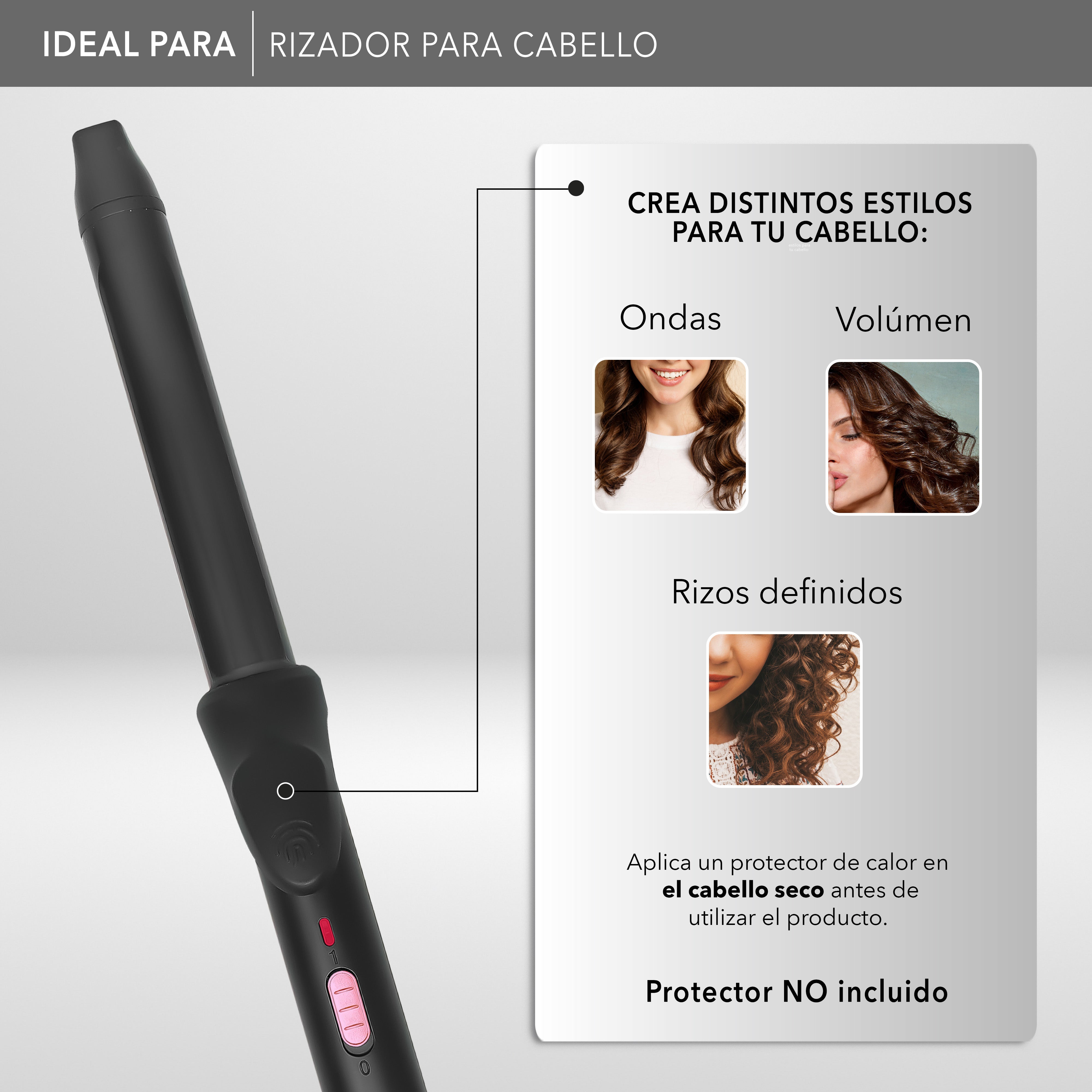 Rca Rizador De Cabello Rc-p9n Con Barril De Cerámica Negro Negro