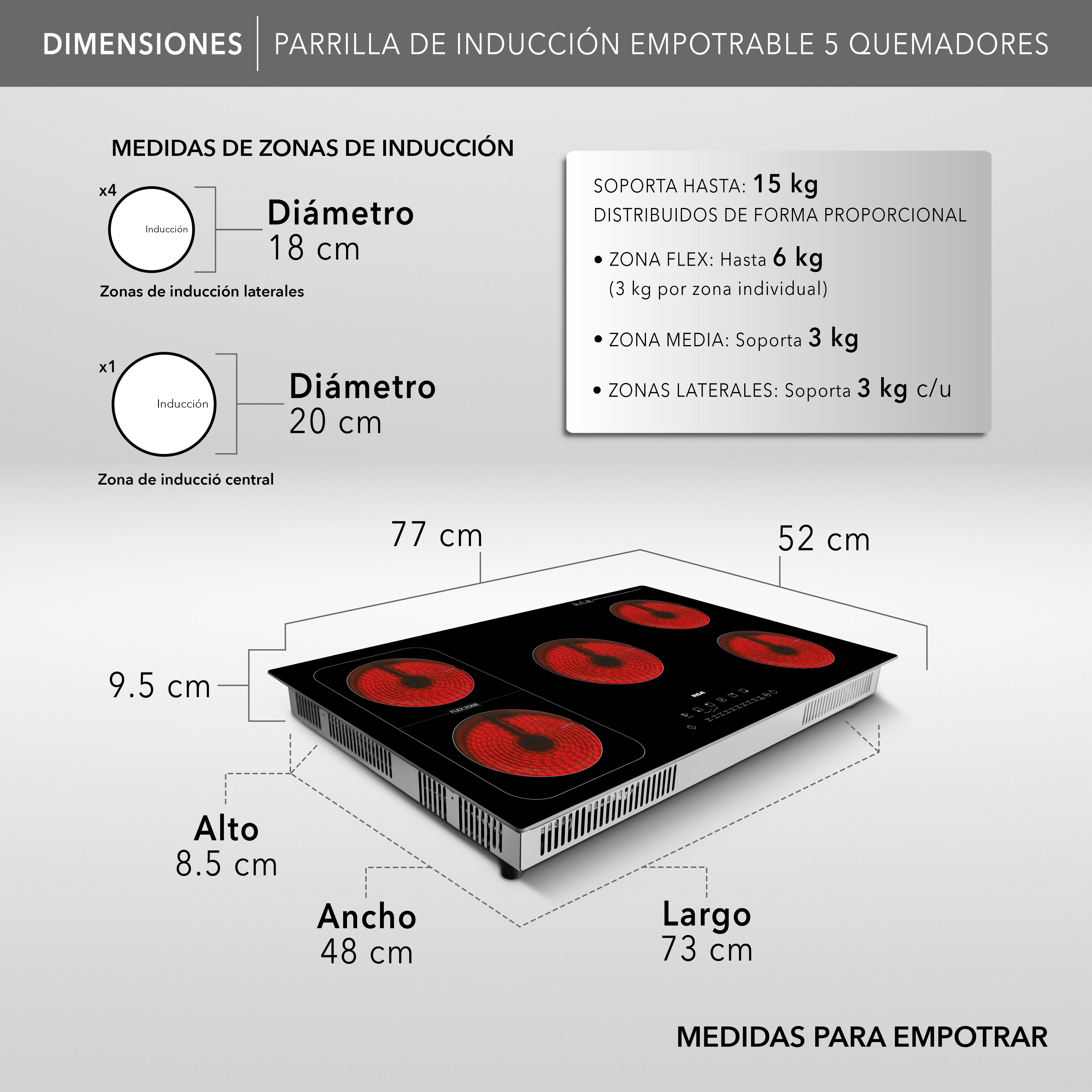 RCA Parrilla De Inducción Cuádruple RC-12A15 Color Negro