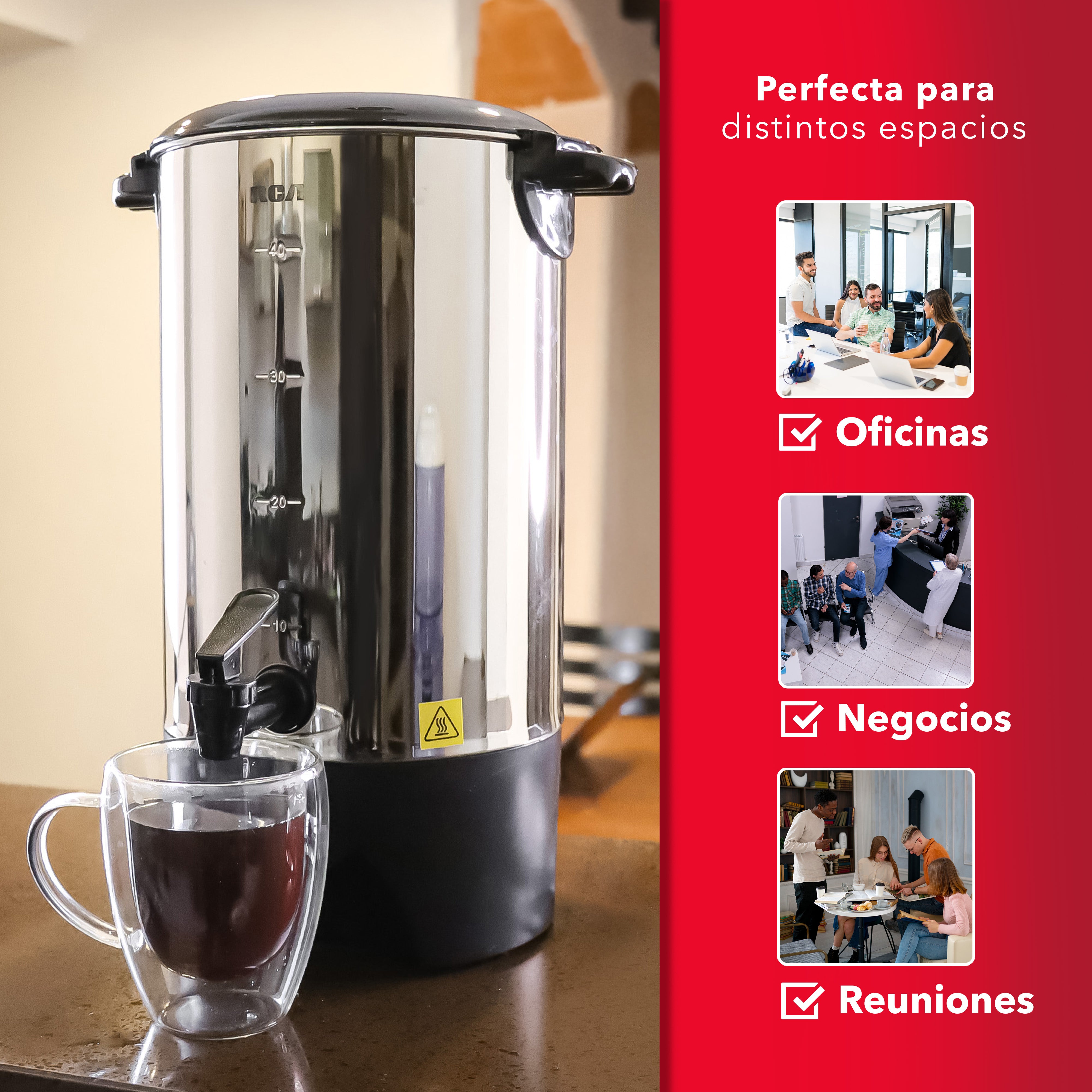 Cafetera de Acero Inoxidable de 40 Tazas RC-6L
