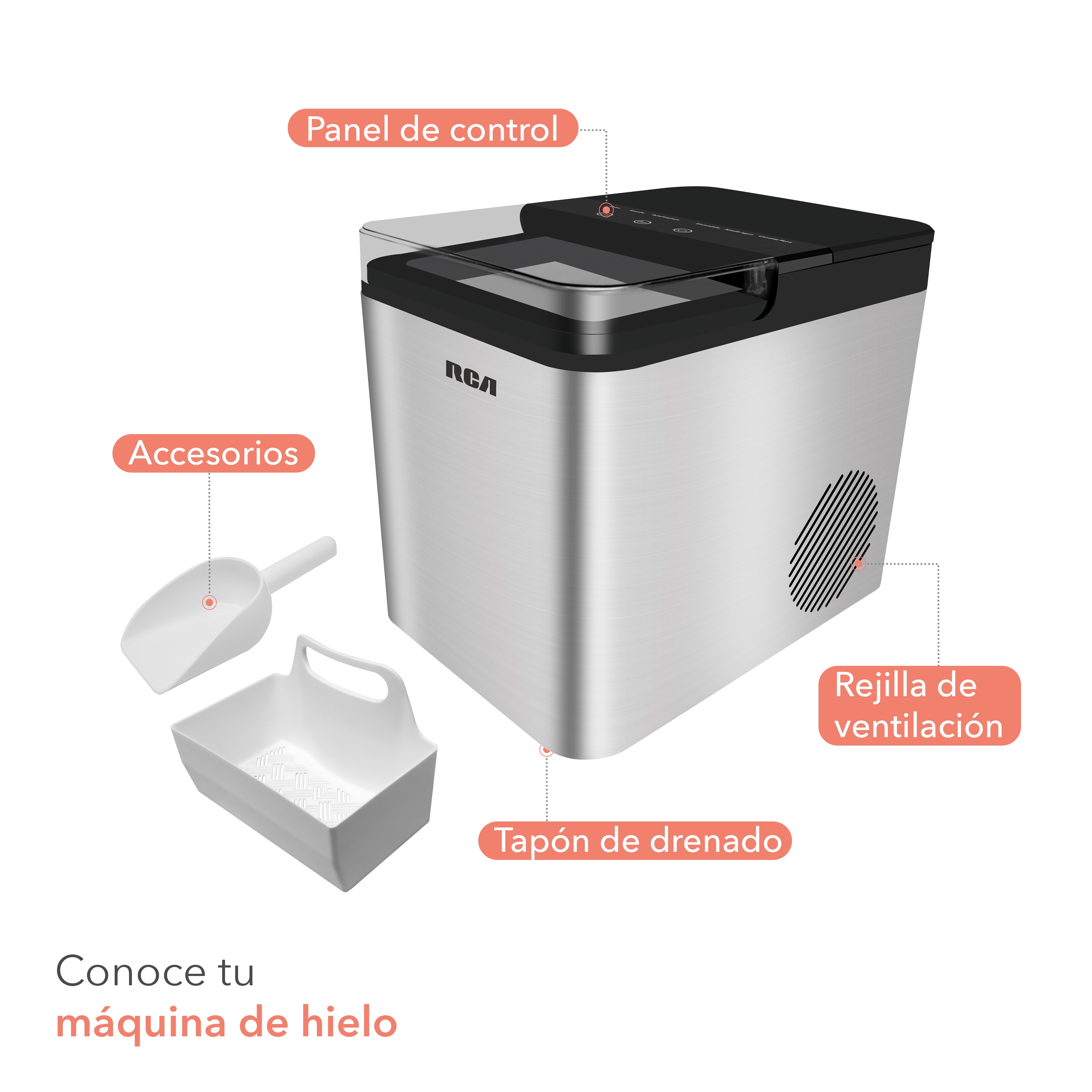 Máquina de Hielo 1.3L con Función de Autolimpieza RC-MH1