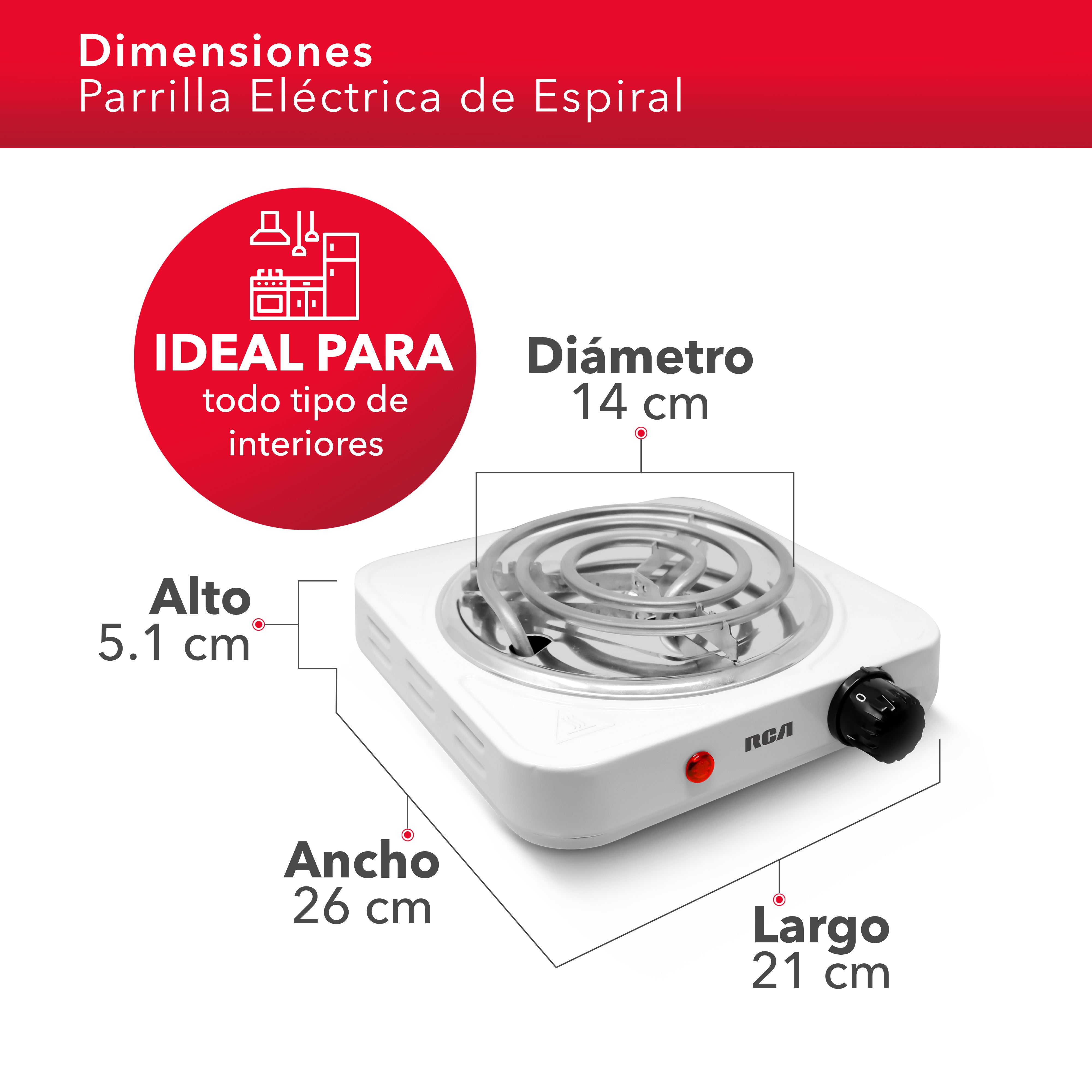 Parrilla Eléctrica de Espiral RC1000A