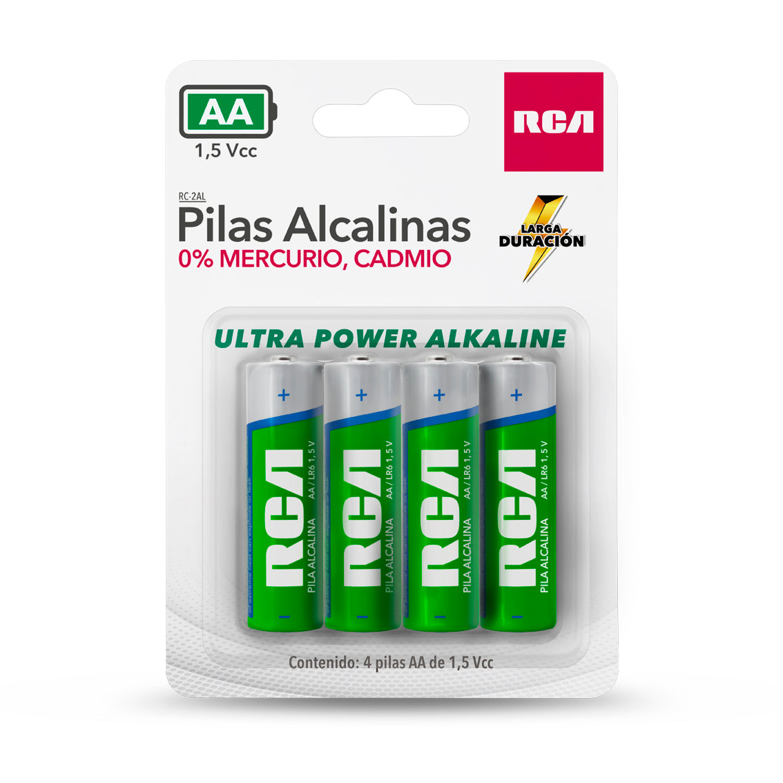Pilas Alcalinas AA Paquete con 4 Pilas RC-2AL – RCA