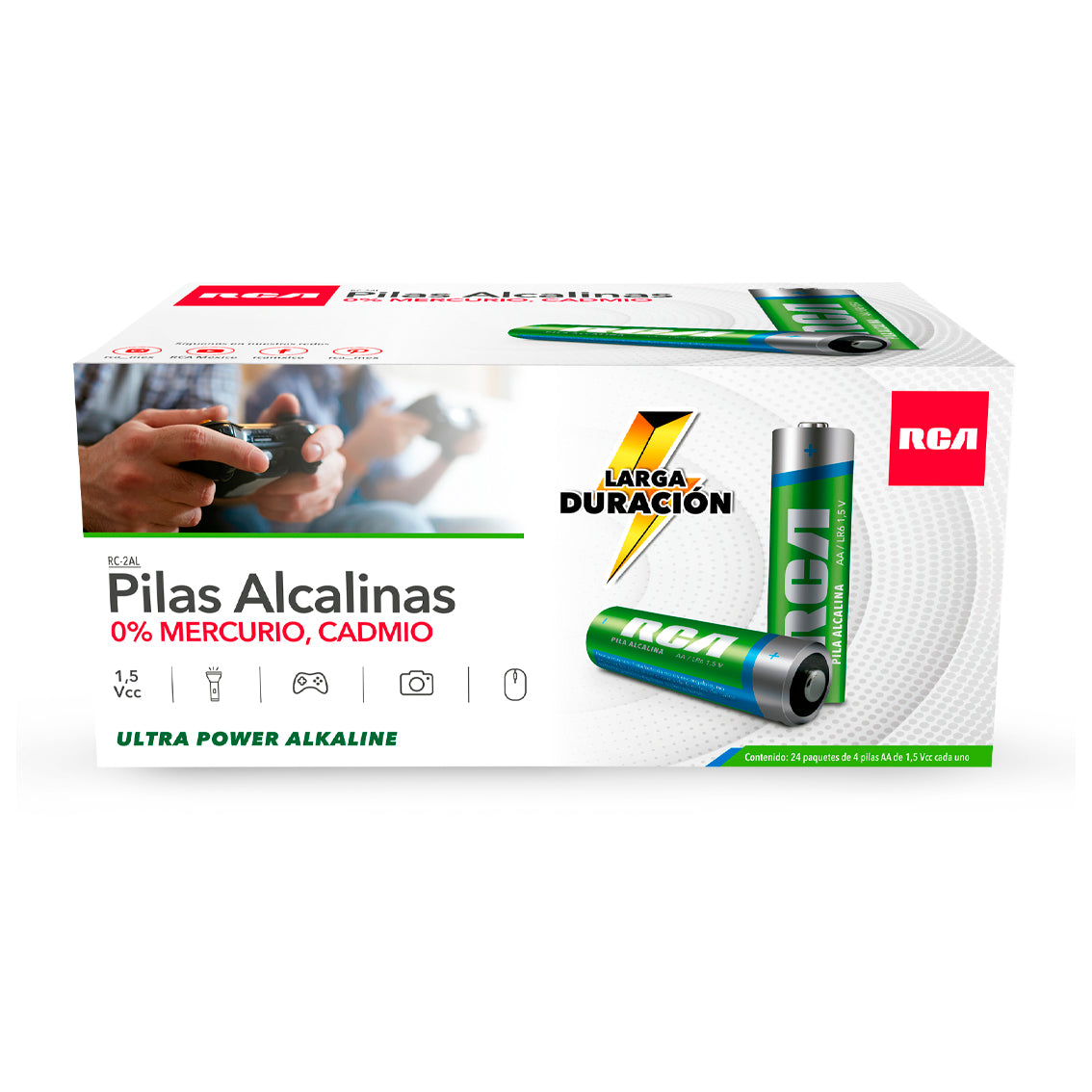 Pilas Alcalinas AA Caja de 24 Paquetes con 4 Pilas c/u RC-2AL