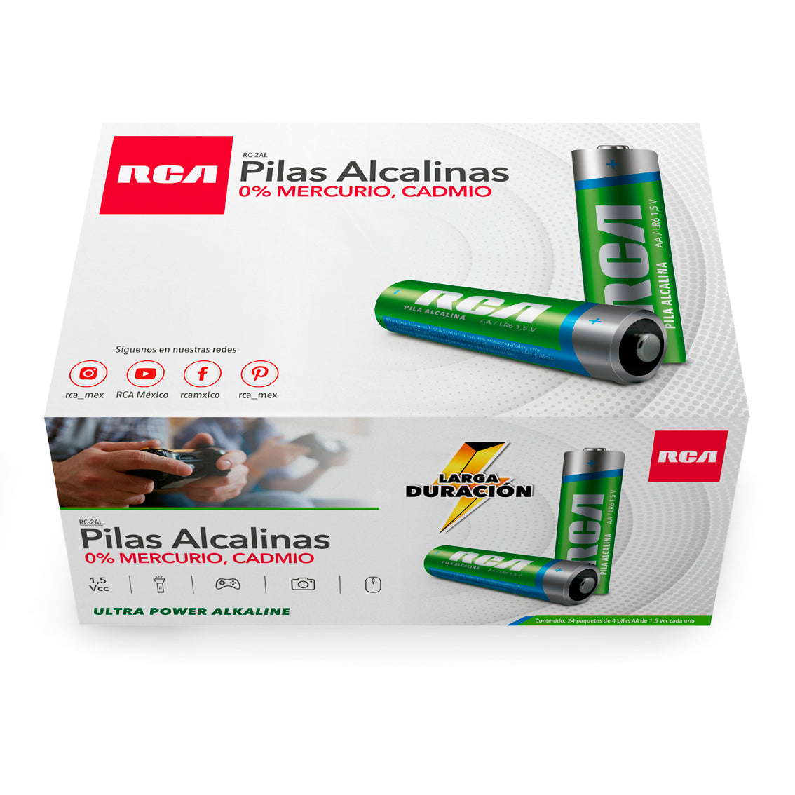 Caja de 12 packs de 4 pilas alcalinas 1,5V R6 AA (48 pilas)